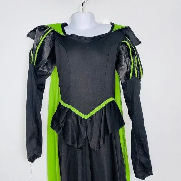 Wizard of Oz Wicked Witch Costume Girls M Green Black Hat Halloween - Picture 5 of 12